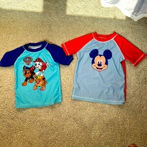 Paw Patrol (3T) and Mickey Mouse (4T) rash guards